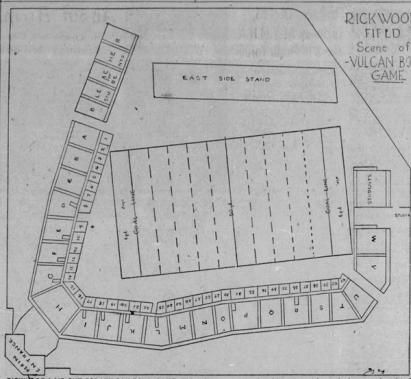 Rickwood Field football blueprint from the 1940s