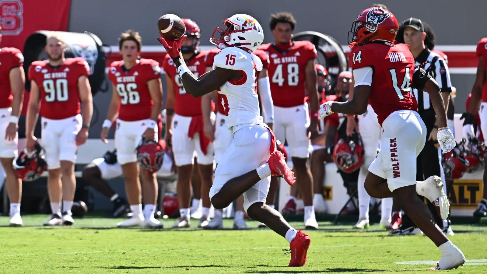 Nelson hauls in a 44-yard pass, but Keydets cannot capitalize VMI 0 NCSU 24 5:26 1st