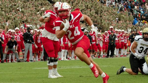 VMI RB Hunter Rice rushed for a TD against Wofford