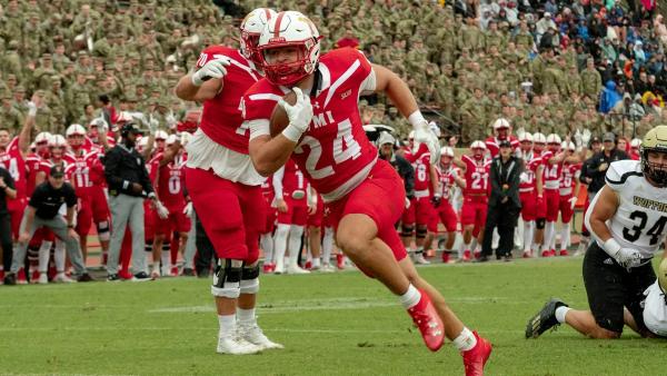 VMI RB Hunter Rice rushed for a TD against Wofford