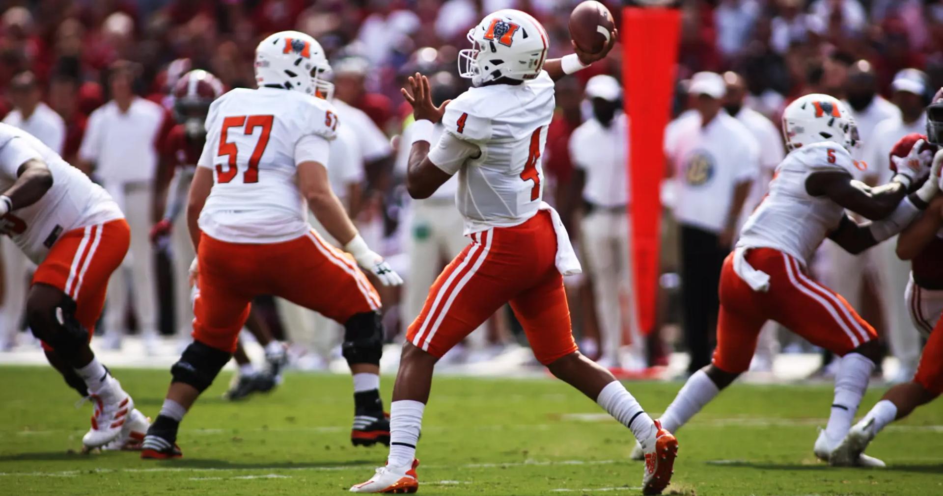 Fred Payton attempts a pass again Alabama