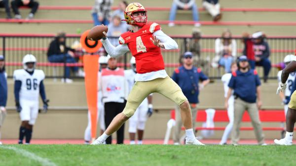 VMI's QB Seth Morgan sets up for a pass against Samford