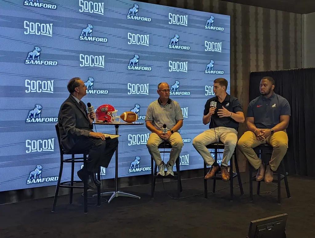 Samford Head Football Coach and Players interviewed at the 2023 SoCon Football Media Day
