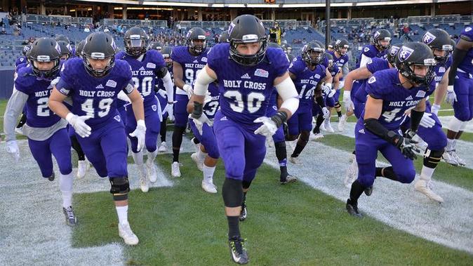 The Crusaders take the field for their 2016 game against Fordham at Yankee Stadium