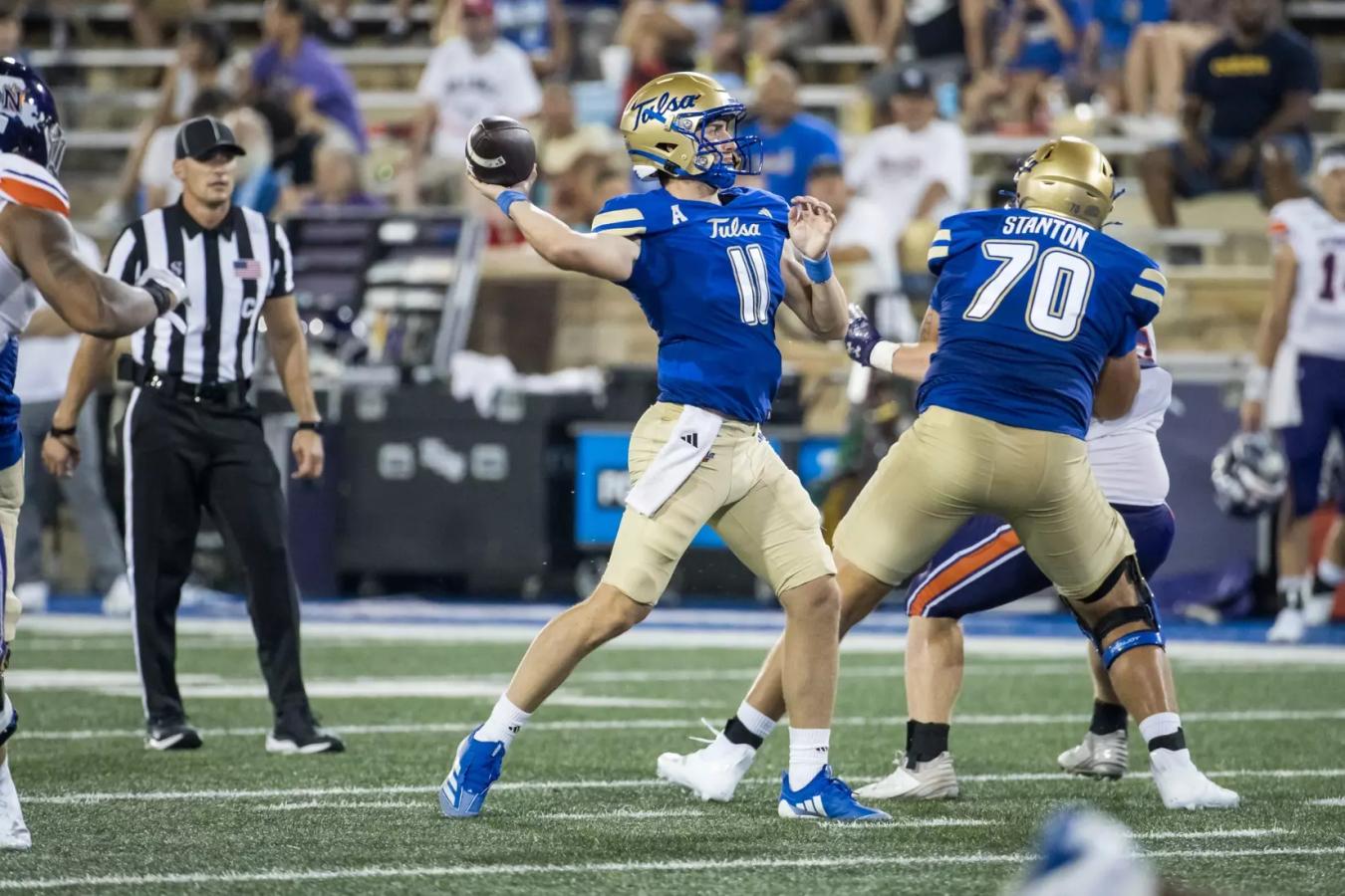 Tulsa QB Kirk Francis attempts a pass against Northwestern State