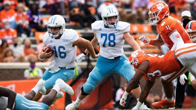 The Citadel's Rainy rushing against Clemson