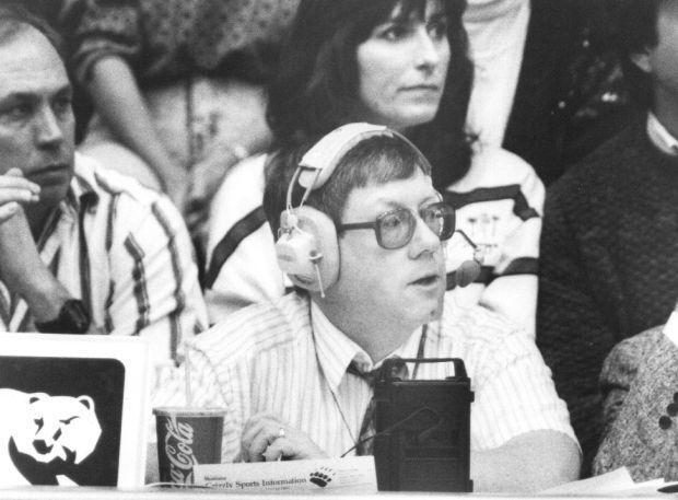 Bill Schwanke, pictured here calling Montana Grizzly basketball in the mid 70's is the namesake of the Bill Schwanke Award for FCS football play-by-play broadcaster of the year.