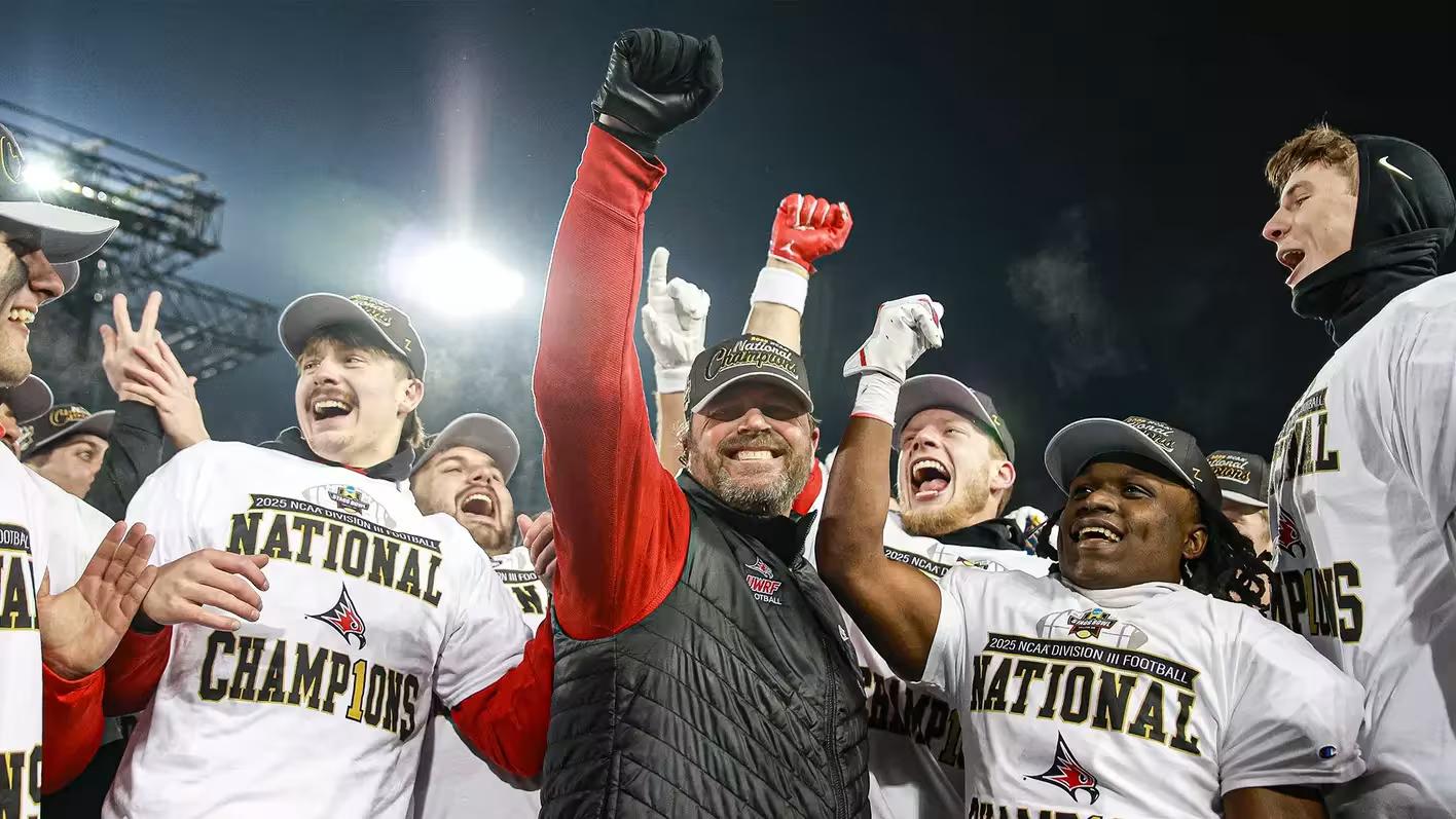 Matt Walker celebrates winning the Division III National Championship