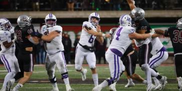 Furman's QB Tyler Huff throws a pass against Montana in the quarterfinals of the 2023 FCS Playoffs.