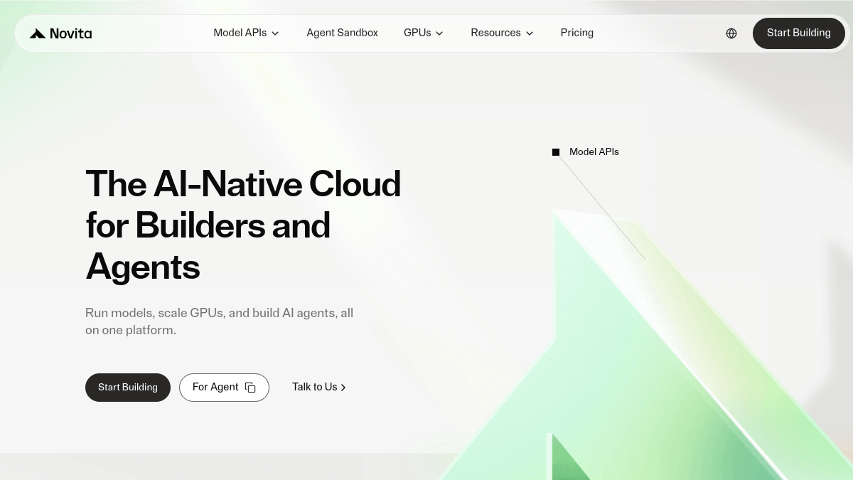 Screenshot of novita ai