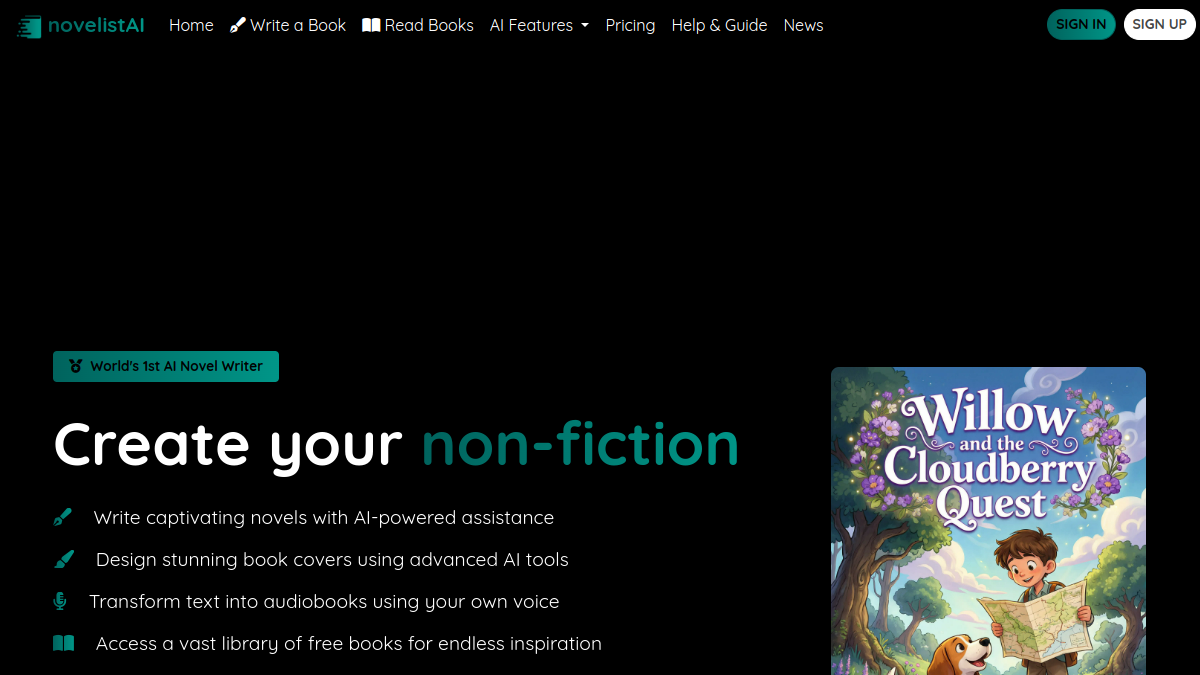 Screenshot of novelistai
