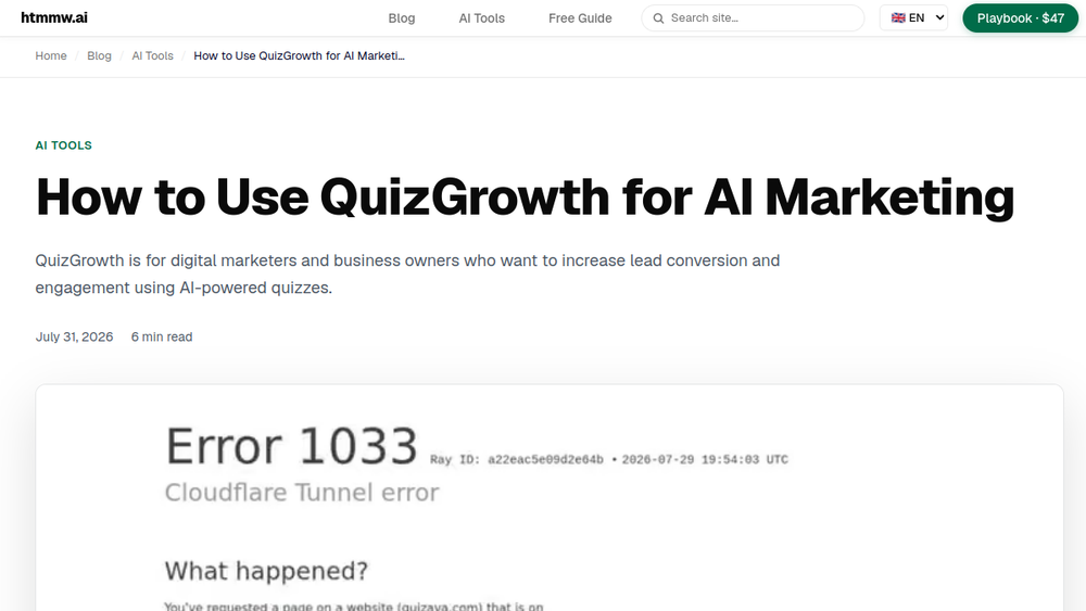 Screenshot of quizgrowth