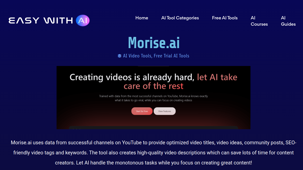 Screenshot of morise ai