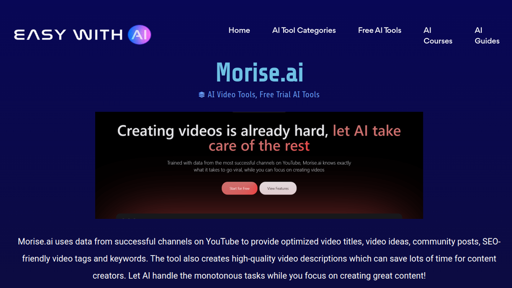 Screenshot of morise ai