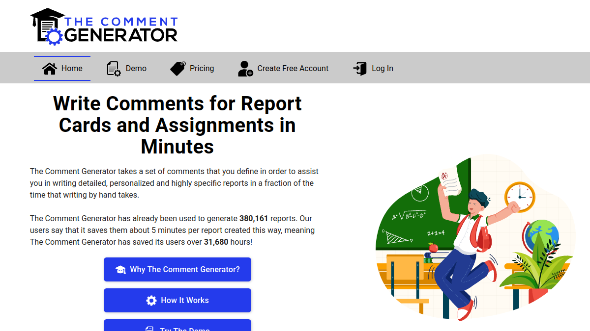Screenshot of comment generator