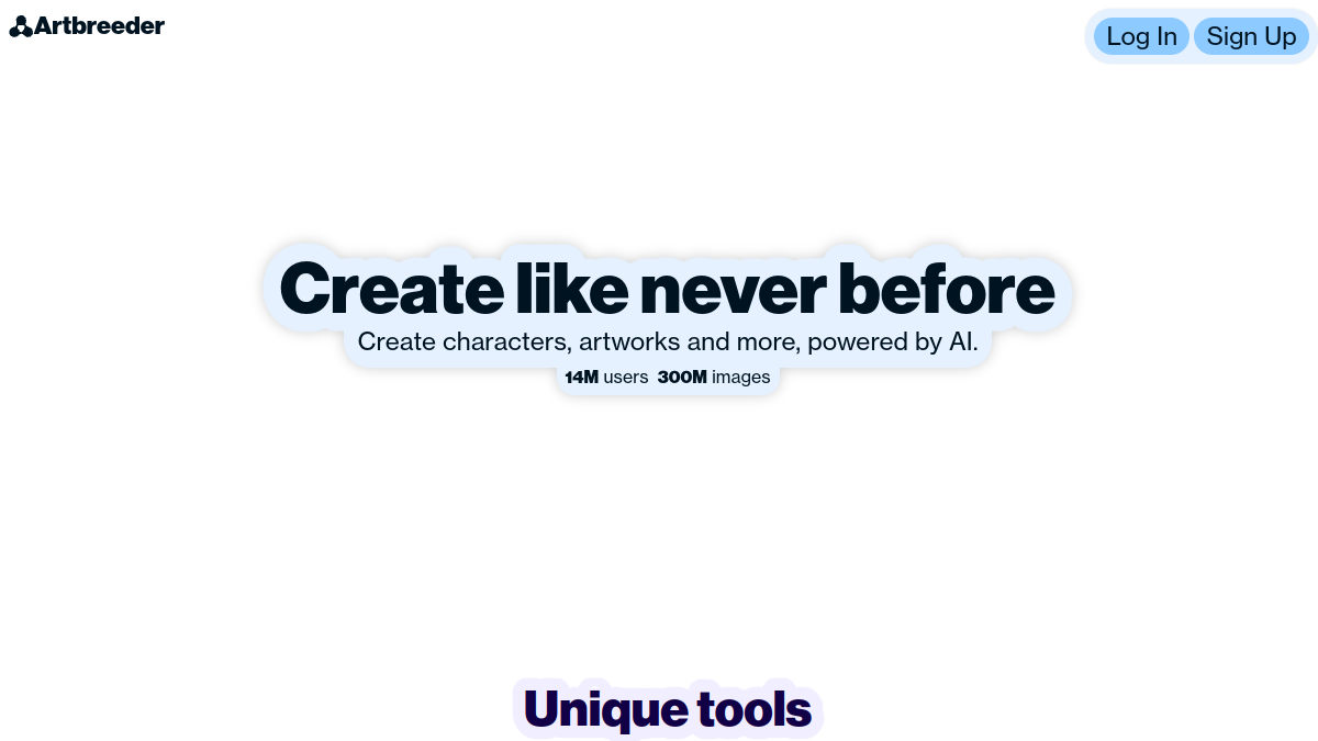 Screenshot of artbreeder