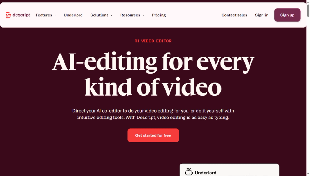 Screenshot of descript Screenshot of descript