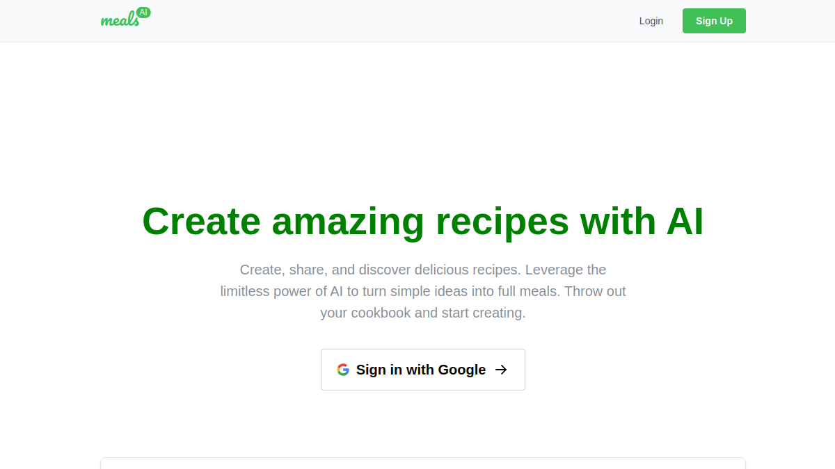 Screenshot of mealsai