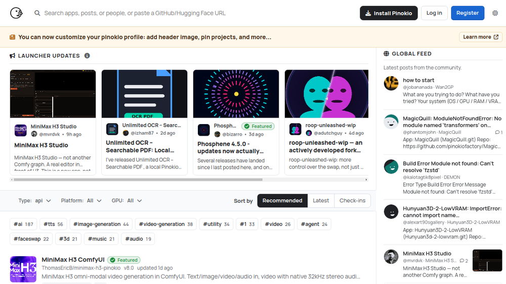 Screenshot of pinokio