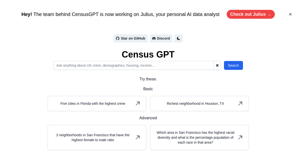 Screenshot of census gpt