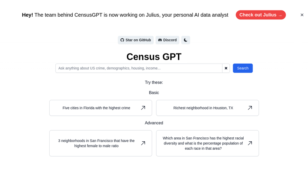 Screenshot of census gpt
