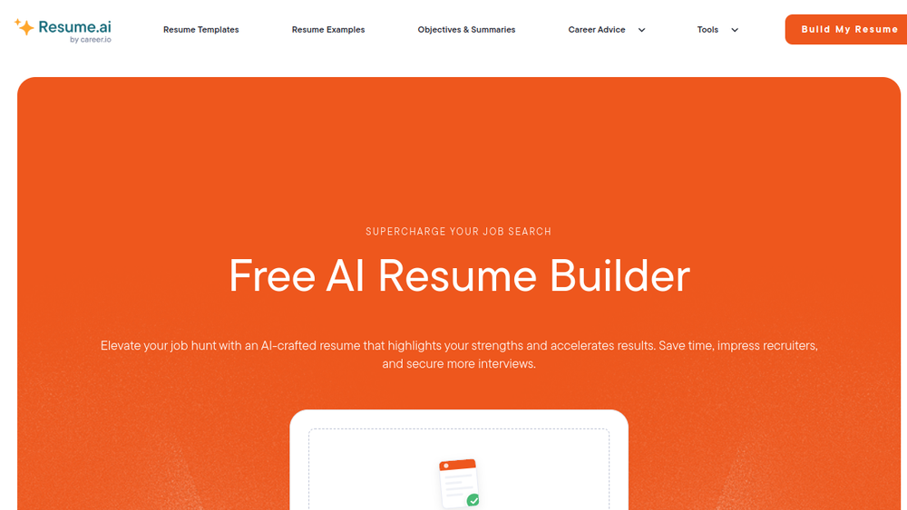 Screenshot of resume ai
