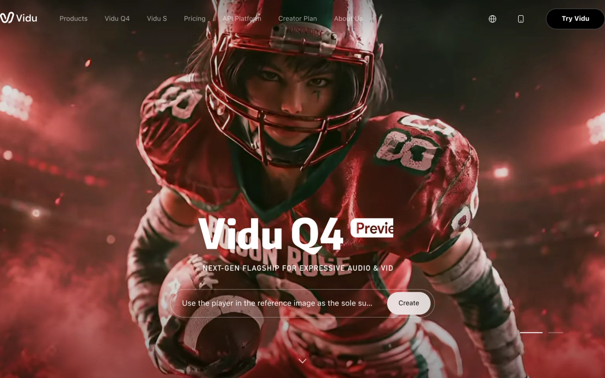Vidu official homepage featuring Vidu Q4 Preview