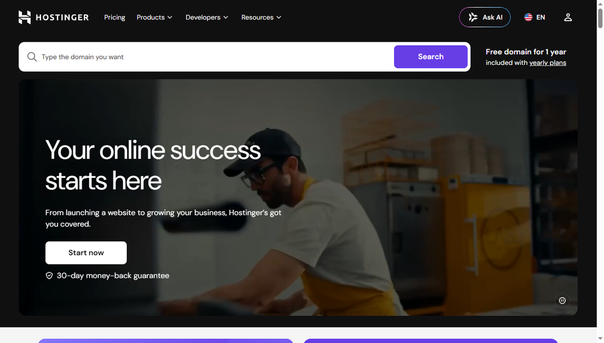 Screenshot of hostinger