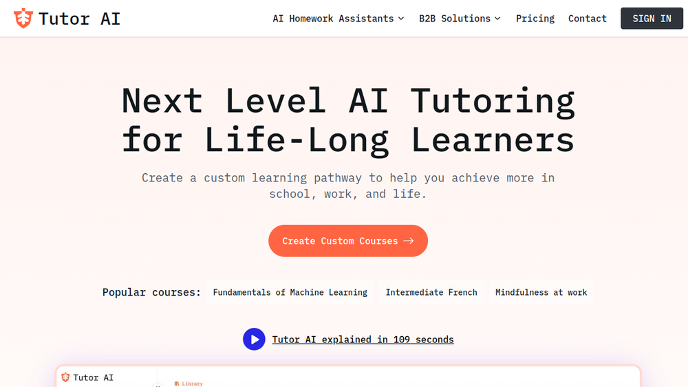 Screenshot of tutorai