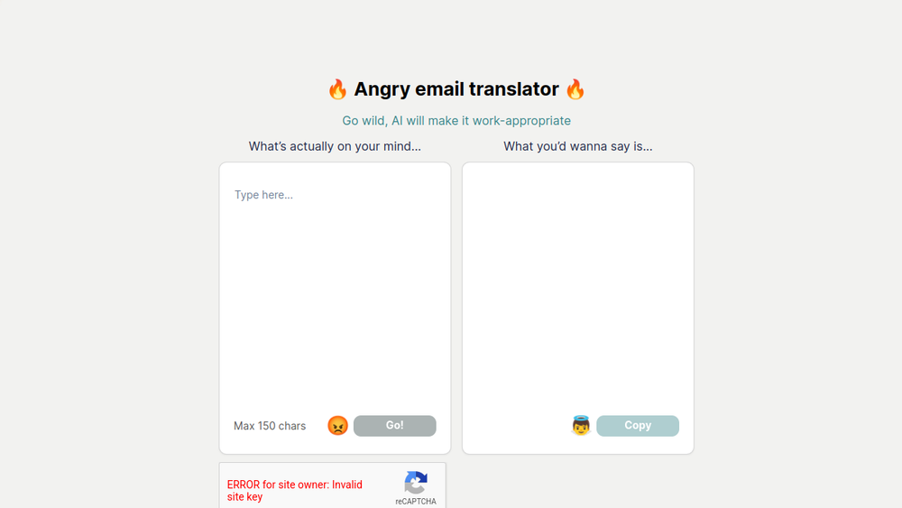 Screenshot of angry email translator
