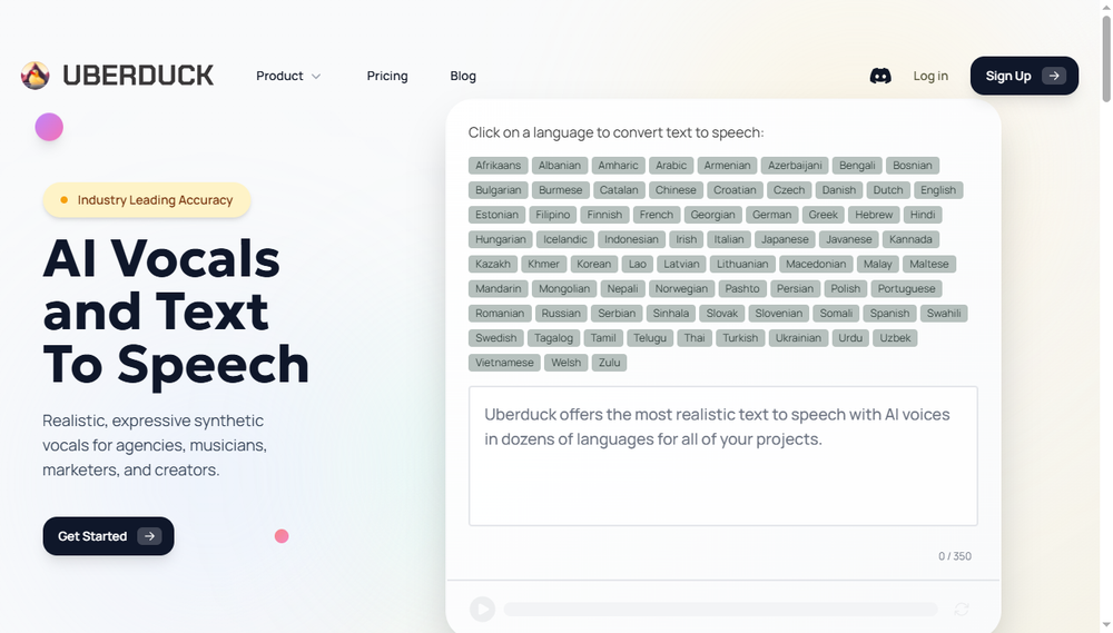 Screenshot of uberduck