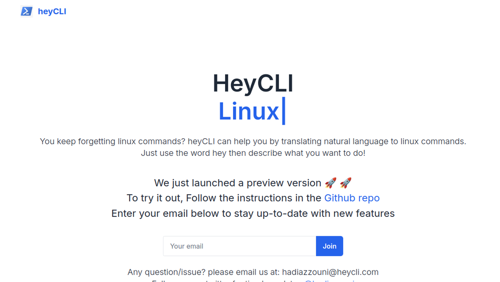 Screenshot of heycli