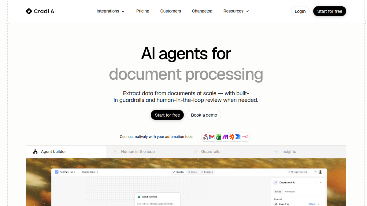Screenshot of cradl ai