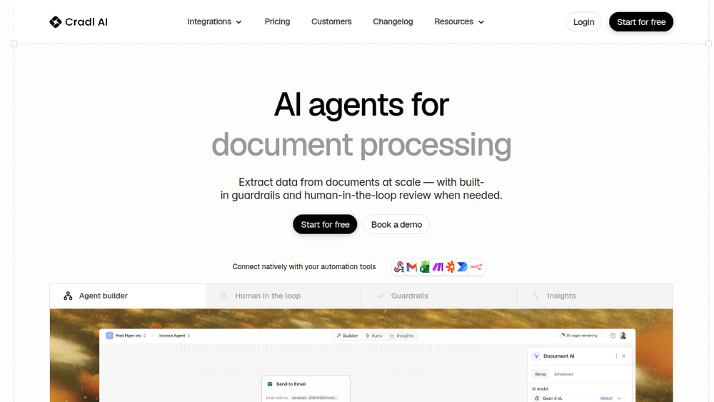 Screenshot of cradl ai