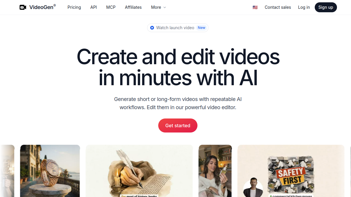 Screenshot of videogen