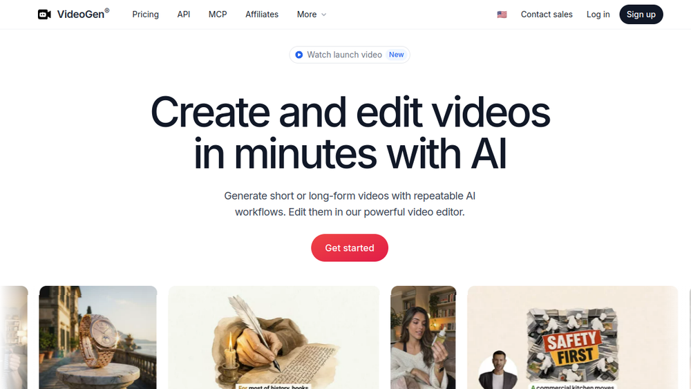 Screenshot of videogen