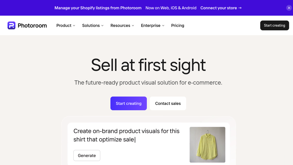 Screenshot of photoroom