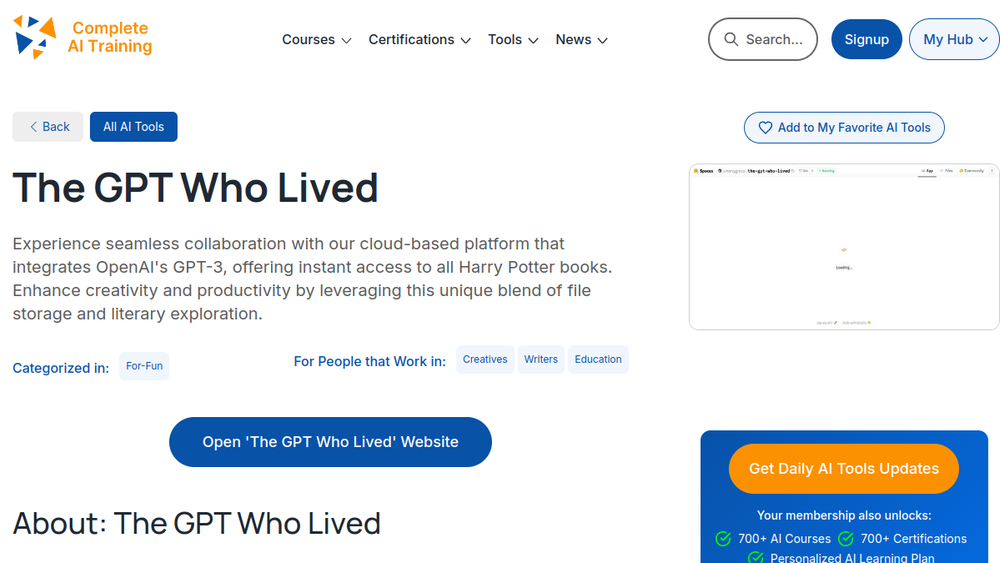 Screenshot of the gpt who lived
