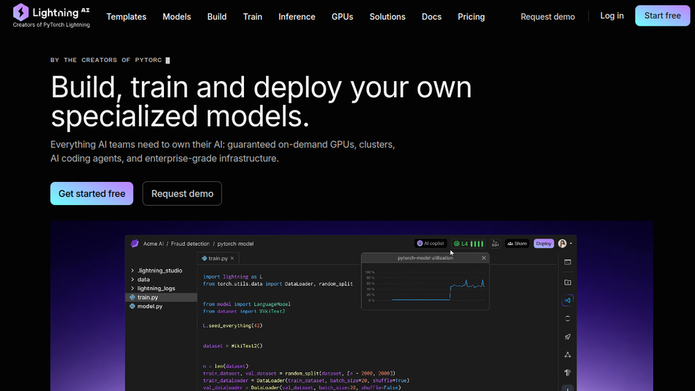 Screenshot of lightning ai