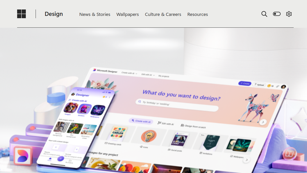 Screenshot of microsoft designer