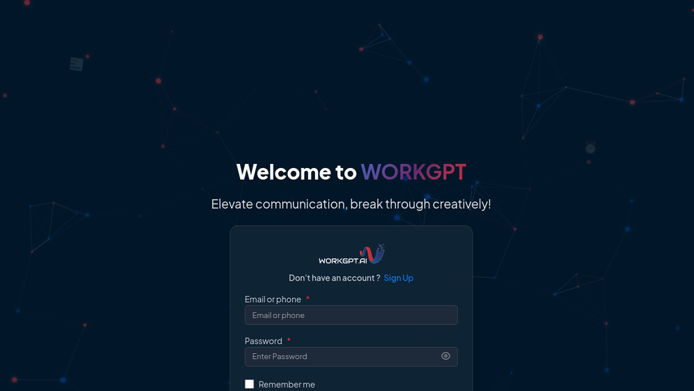 Screenshot of workgpt