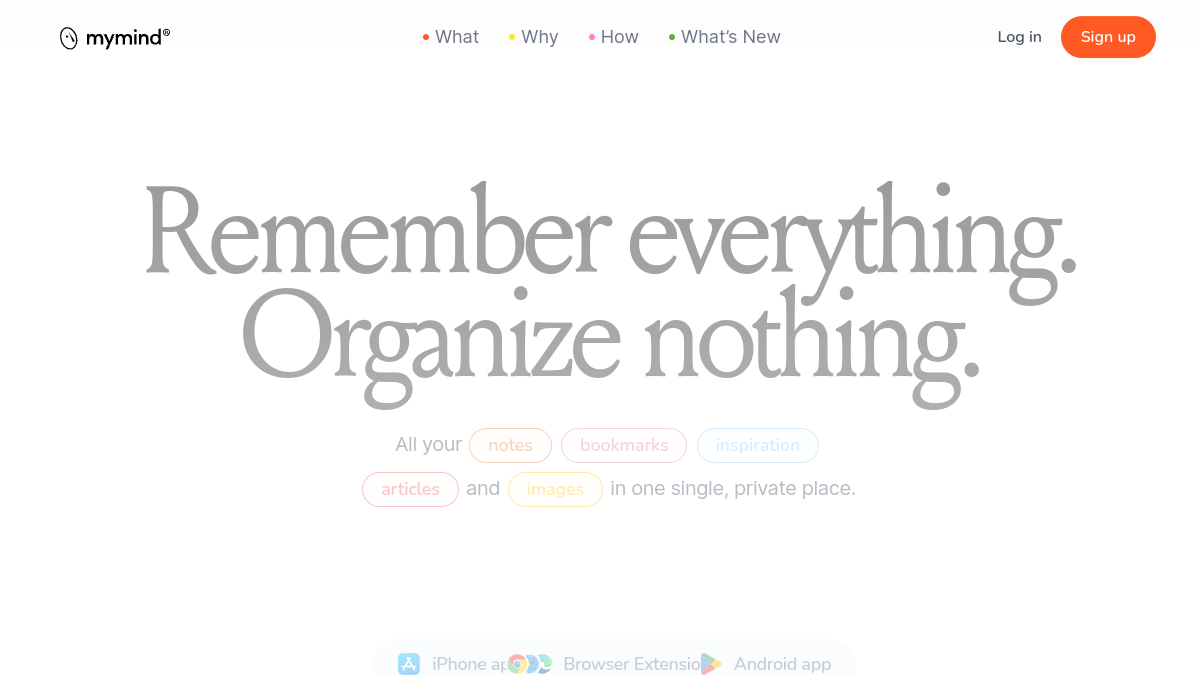 Screenshot of mymind