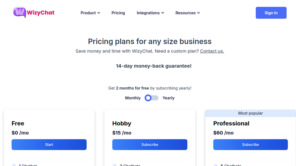 Screenshot of wizychat
