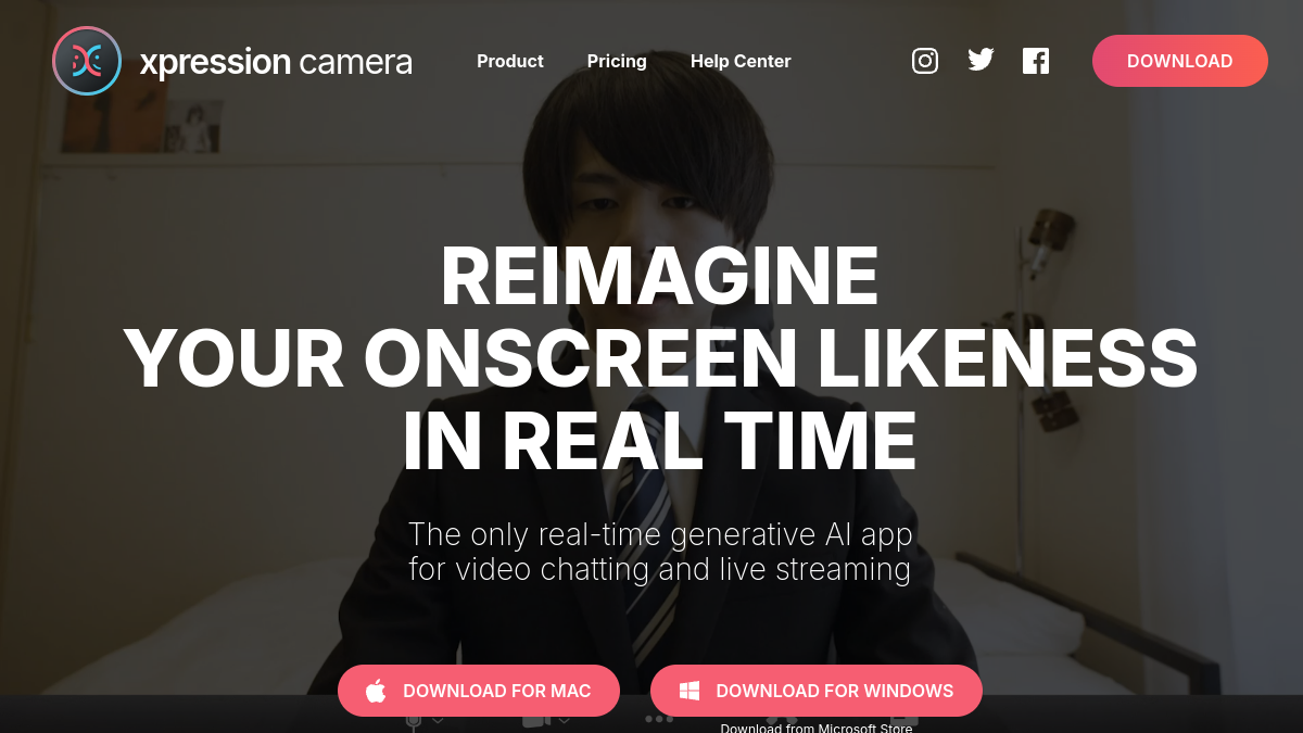 Screenshot of xpression camera