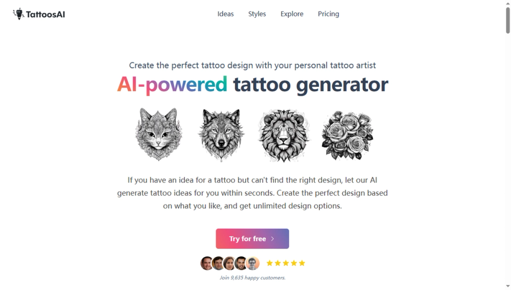 Screenshot of tattoosai