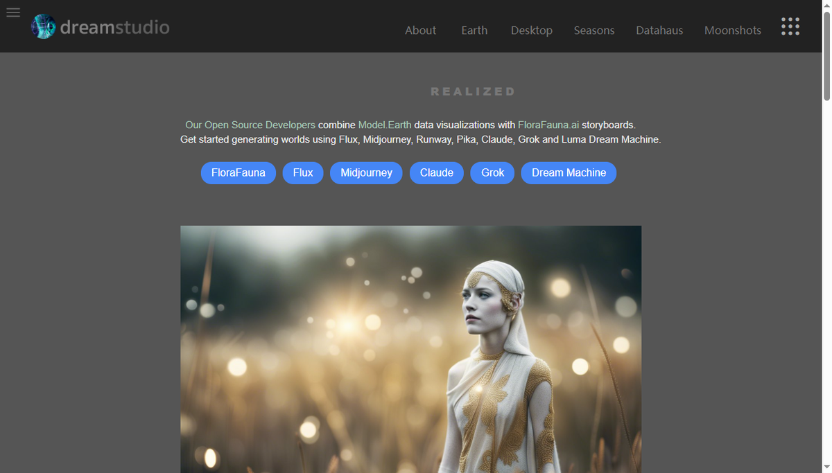 Screenshot of dreamstudio