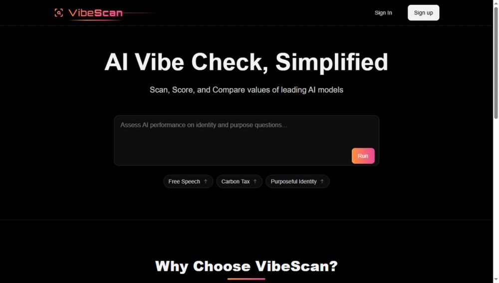 Screenshot of vibescan
