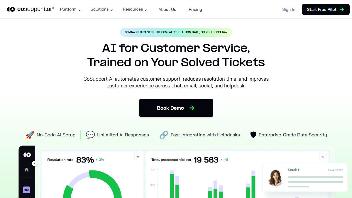 Screenshot of cosupport ai