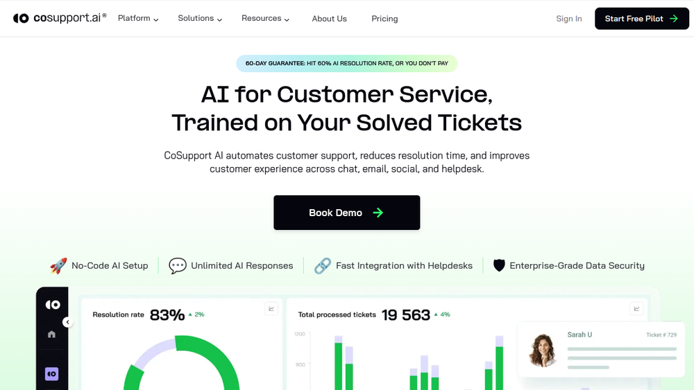 Screenshot of cosupport ai