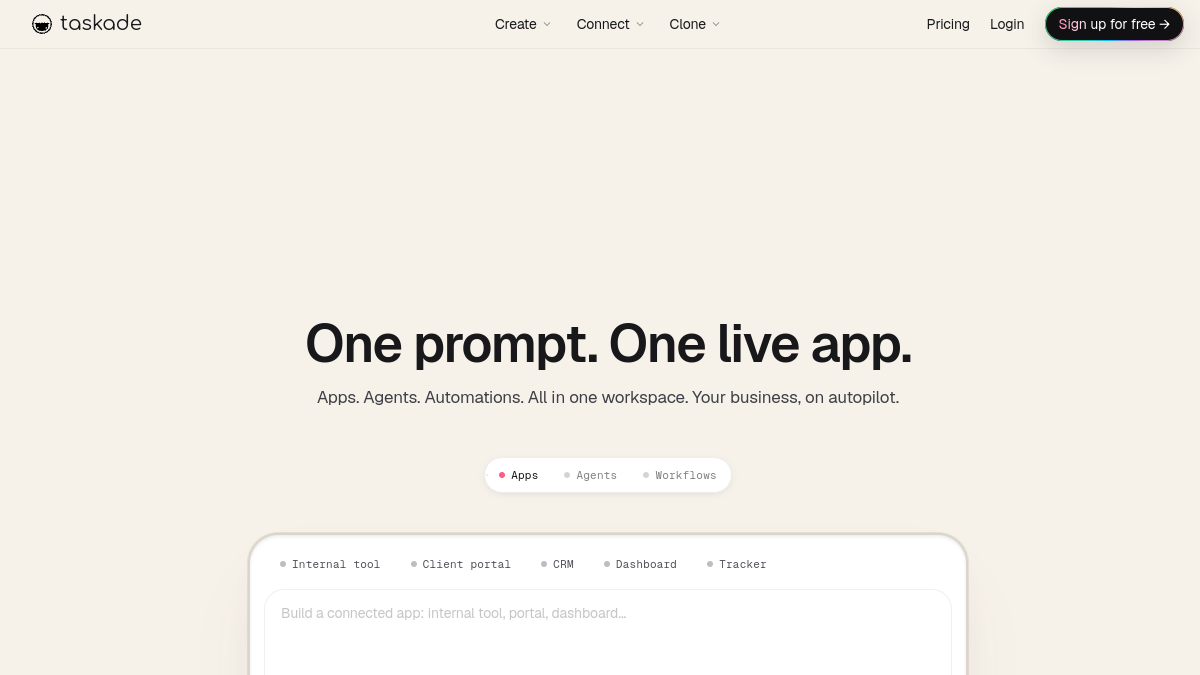 Screenshot of taskade